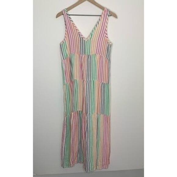 Marine Layer Sleeveless Corinne Rainbow Striped Maxi Dress Small - Picture 4 of 16